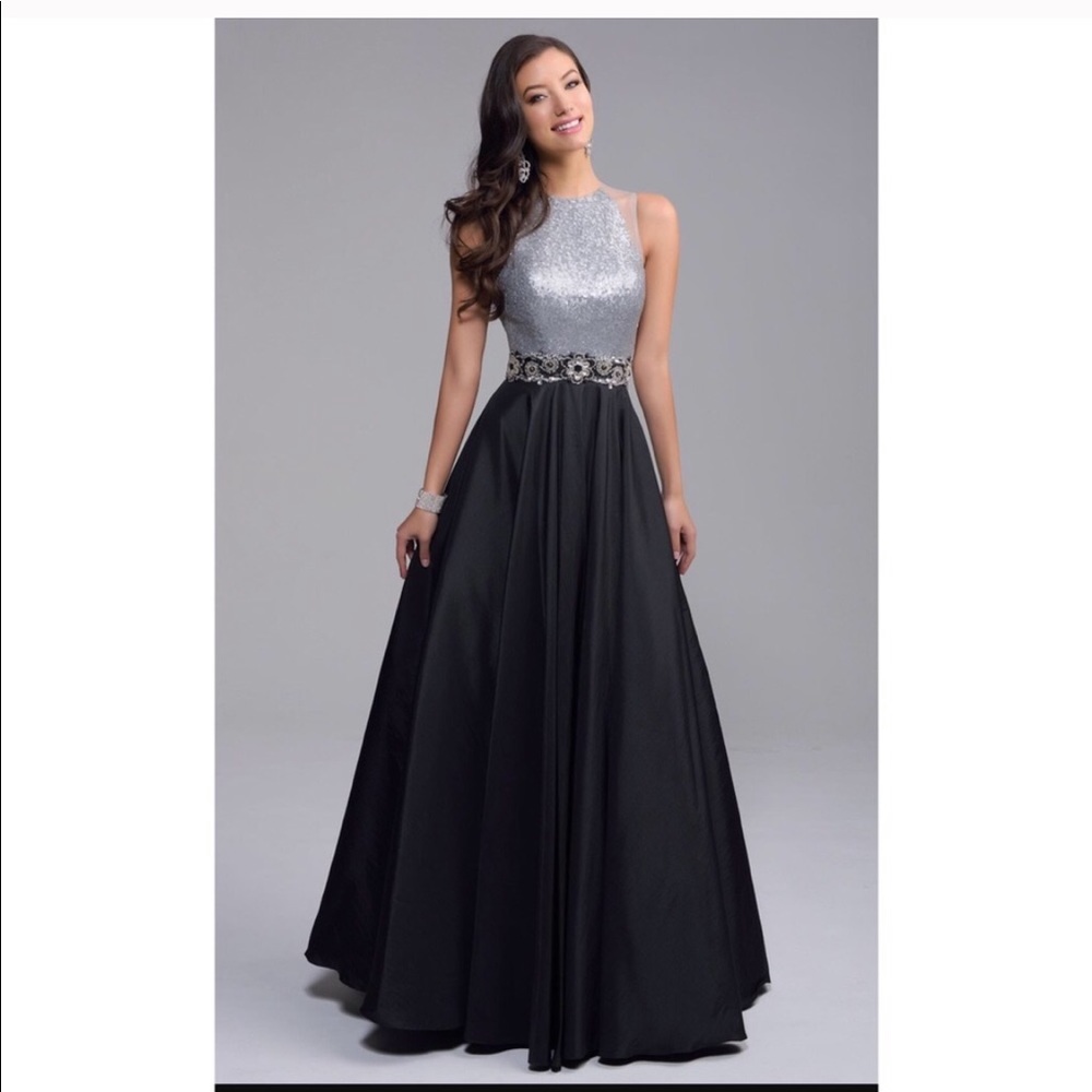 Sparkling Silver and Black Nina Canacci Gown